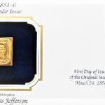 Arany bélyeg 5 c Thomas Jefferson stamp 22 kt Gold Replica