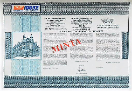 IBUSZ részvény minta 1990