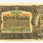 Ötezer 5000 korona 1923 40 fillér felülbélyegzés