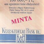 K & H Kereskedelmi Bank RT minta letéti jegy 100000