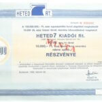 Heted 7 Kiadói RT minta részvény 1990