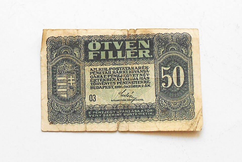 50 ötven fillér 1920 papírpénz bankjegy