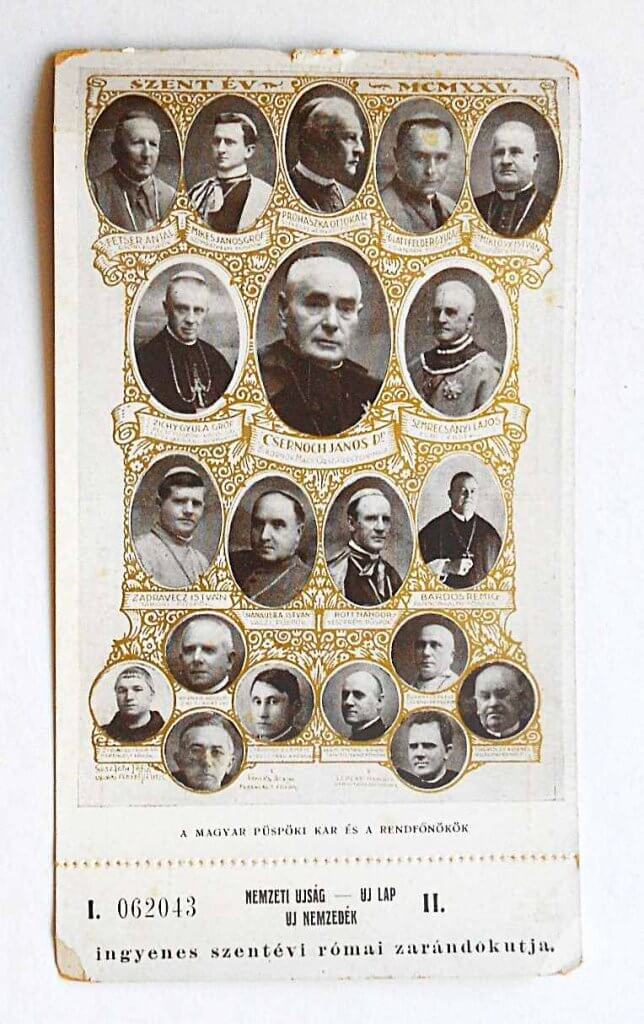 Magyar püspöki kar rendfőnökök nyereményszelvény képeslap