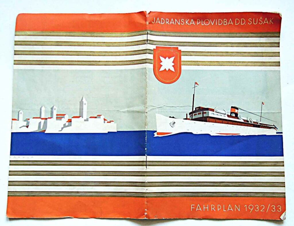 Adria Hajózási RT menetrend 1932 33 Jugoszláv Királyság