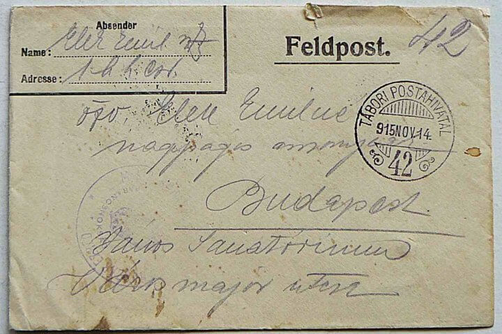 Tábori posta Monarchia Feldpost 1915 levél