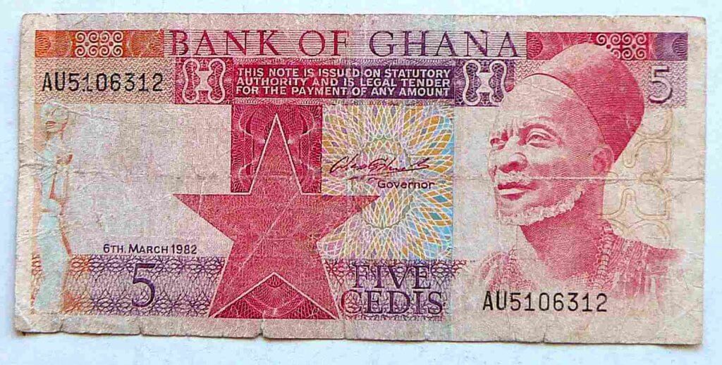 5 Cedis 1982  Ghana papírpénz bankjegy 