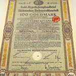 Arany értékpapír 100 aranymárka 1930 Drezda