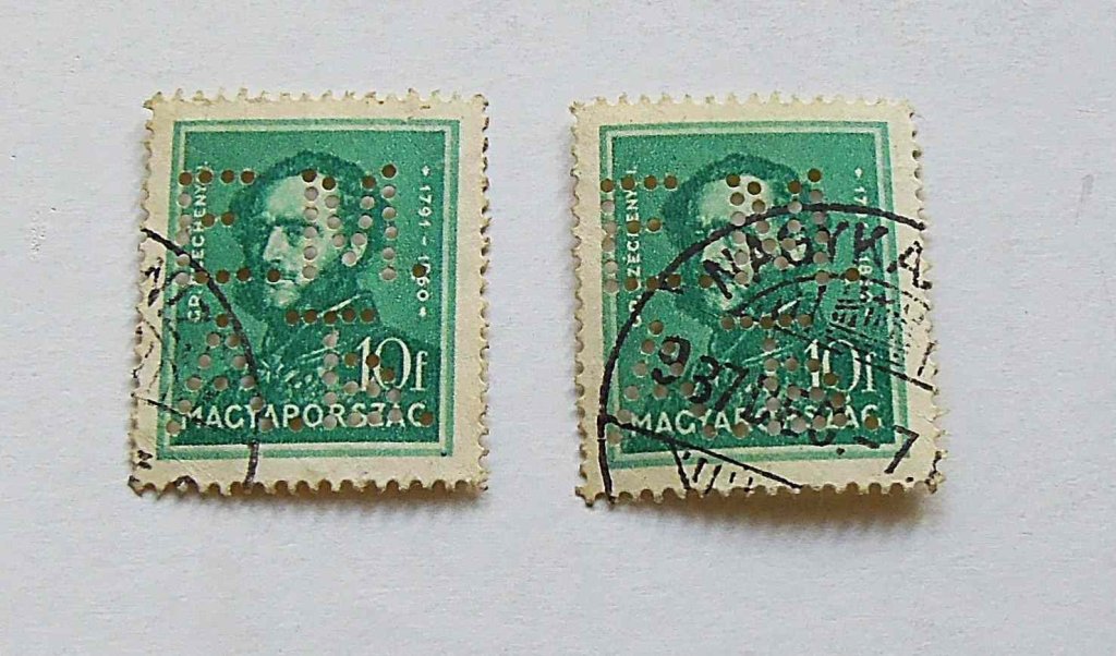 E.M.A perfin Kossuth bélyeg 937 Nagykanizsa bélyegző