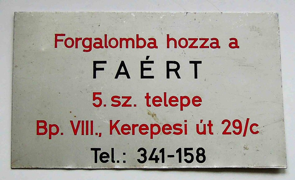 FAÉRT fémtábla