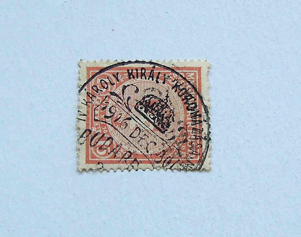 IV. Károly Király Koronázási Nap 1916 pecsét 15 Fillér bélyeg