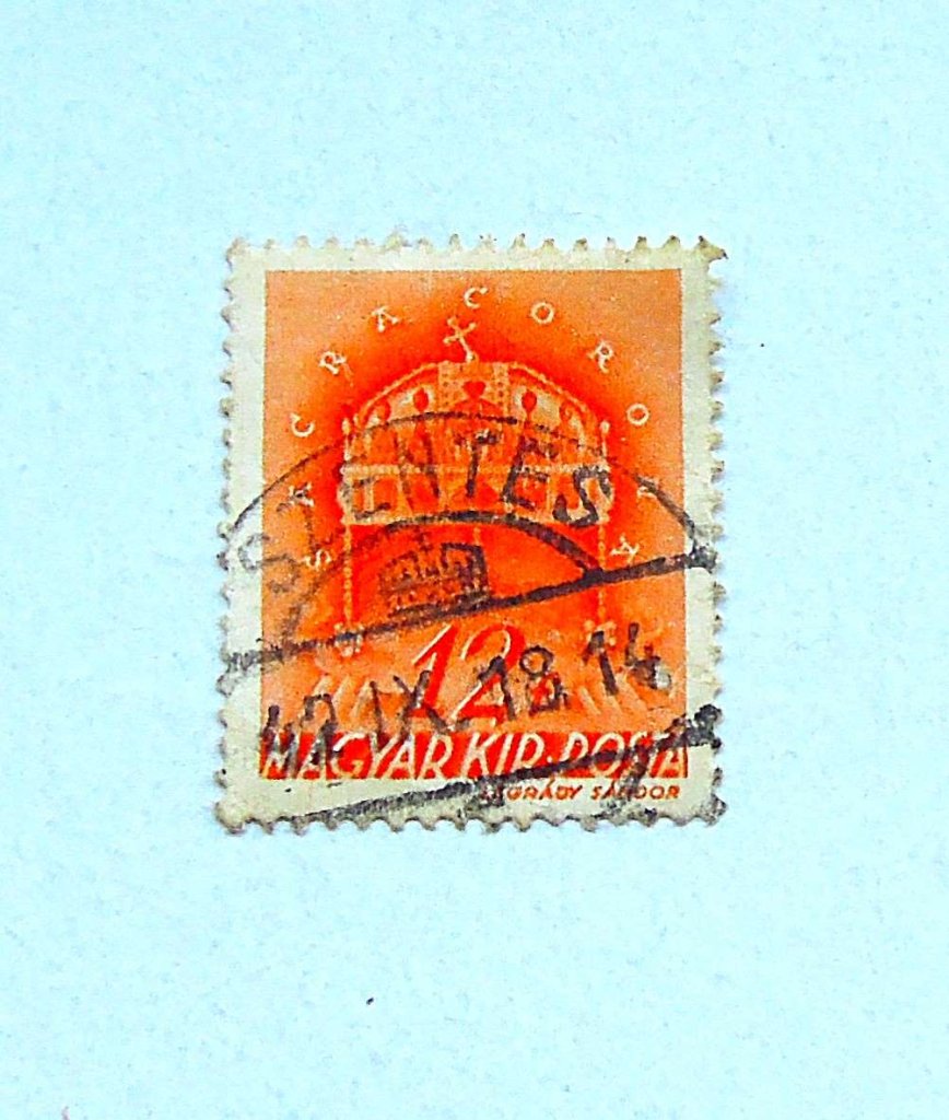 Szentes koronás bélyegző Sacra Corona 12 f bélyeg 