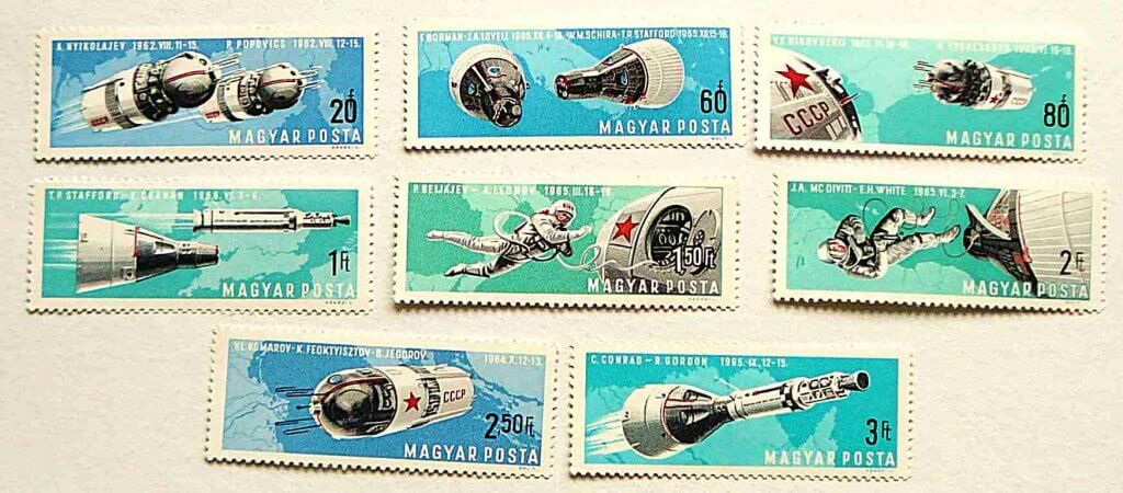 Űrpáros bélyeg sor csomag  1966 postatiszta