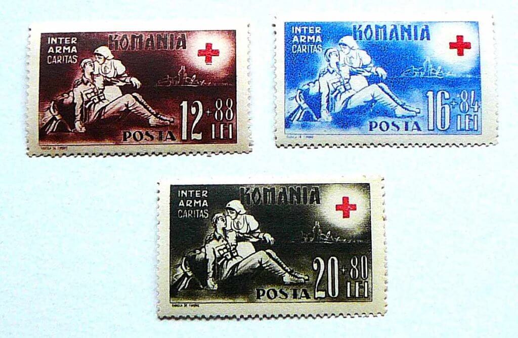 Vörös kereszt Románia bélyeg sor csomag postatiszta