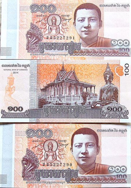 100 riels Kambodzsa 2014 bankjegy papírpénz