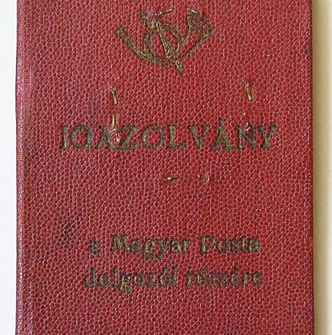 Igazolvány Magyar Posta dolgozói részére 1958