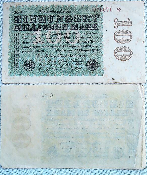 100 százmillió német márka 1923 Berlin bankjegy papírpénz