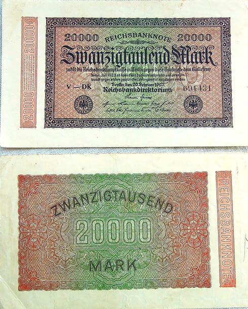 20000 húsz ezer német márka 1923 Berlin bankjegy papírpénz