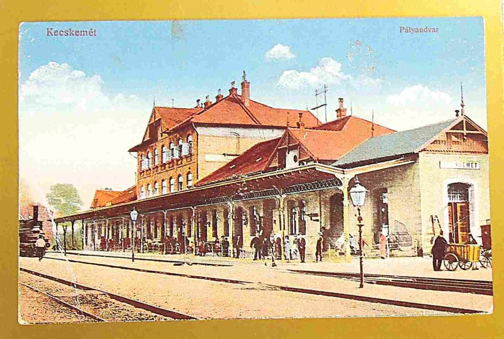 Kecskemét pályaudvar 1910 -es években képeslap