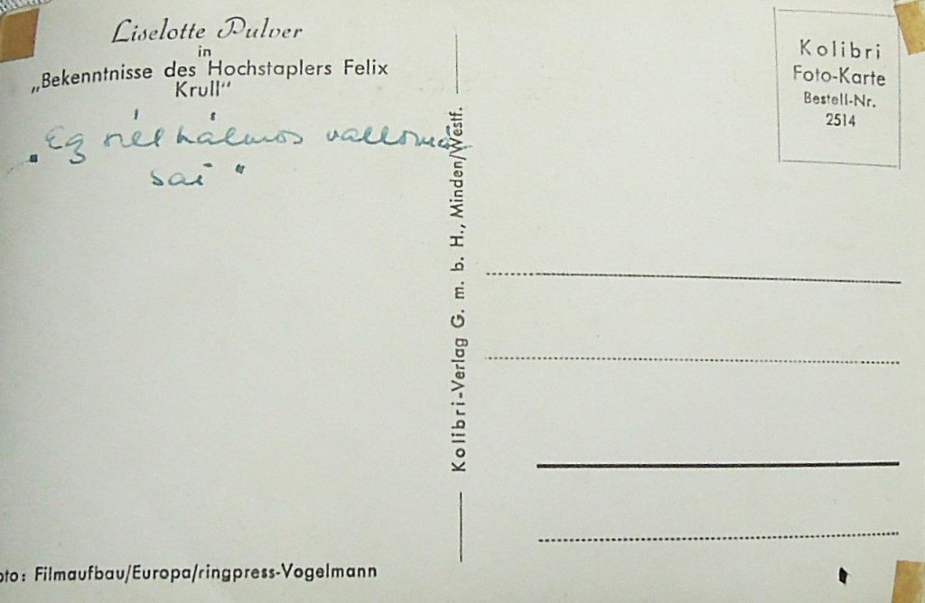 Liselotte Pulver képeslap