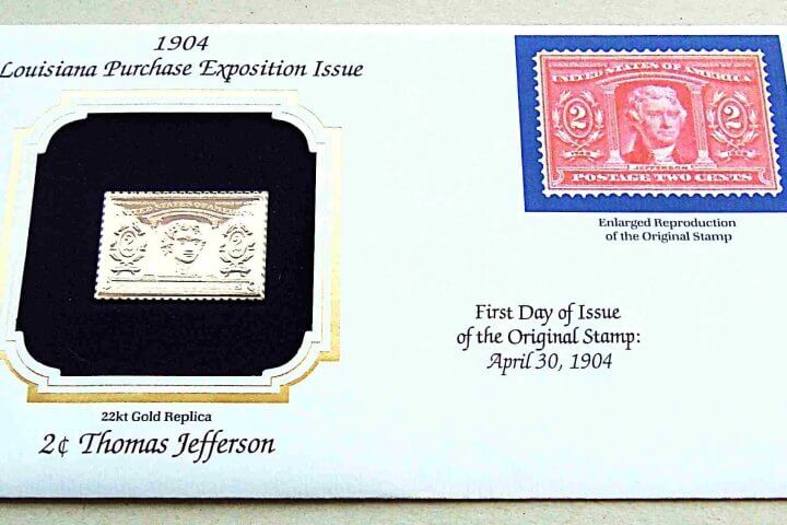 2 c Thomas Jefferson USA arany bélyeg