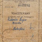MÁV igazolvány dolgozók heti és havijegyéhez 1964
