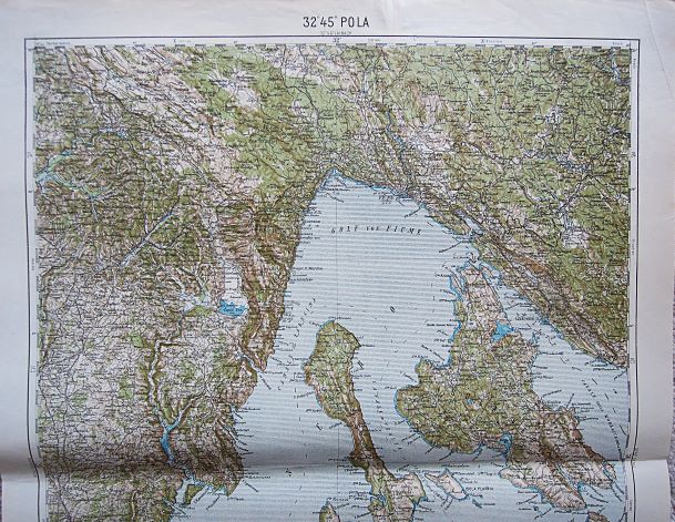 Pula Istria k Rijeka KRK Cres Adria térkép 1916
