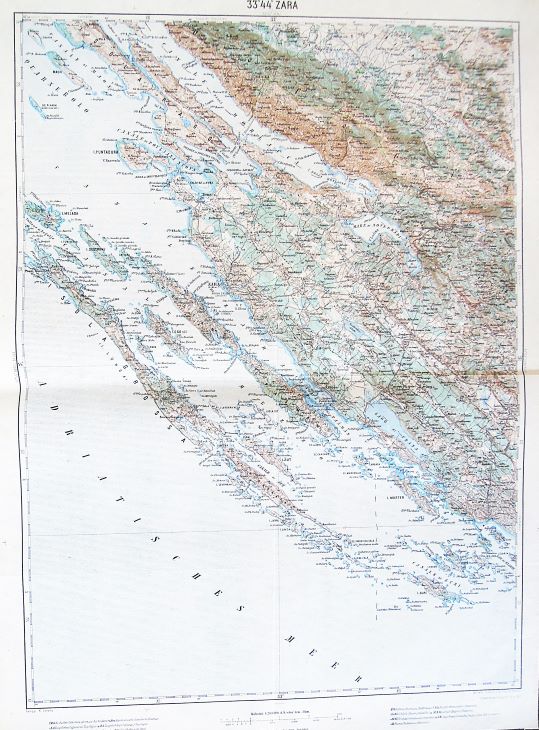 Zadar Kornatok Murter Adria Horvátország 1915 régi térkép