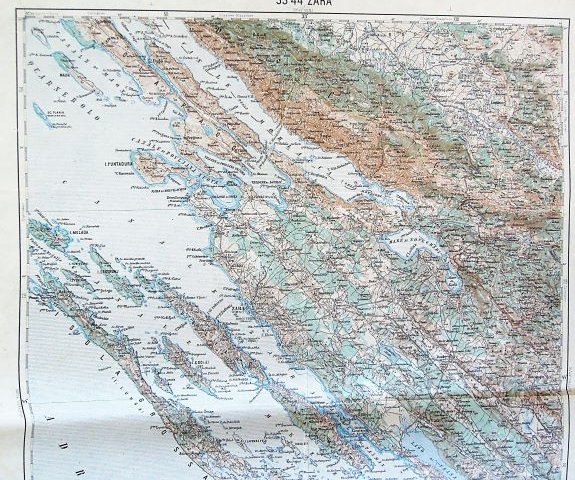 Zadar Kornatok Murter Adria Horvátország 1915 régi térkép