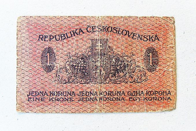 1 Korona Csehszlovákia 1919 bankjegy papípénz