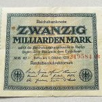 20 milliárd német márka 1923 Berlin bankjegy papírpénz