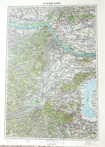 Bécs Sopron Fertő tó régi térkép 1930