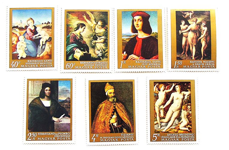 Festmény bélyeg sor csomag No5 postatiszta