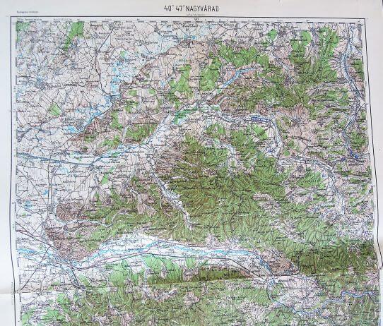 Nagyvárad Belényes Erdély régi térkép 1936