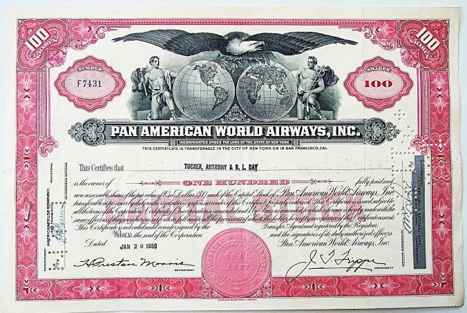 Pan Am USA légitársaság 1959 részvény