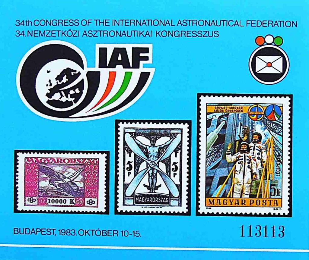 34 Nemzetközi Asztronautikai Kongresszus 1983 bélyeg blokk 