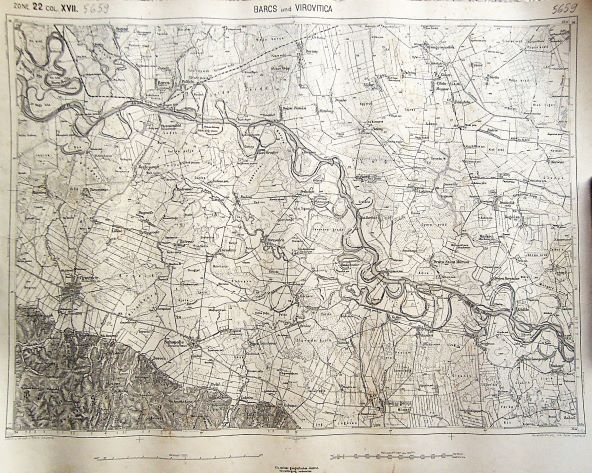 Barcs Virovitica Dráva régi térkép 1883