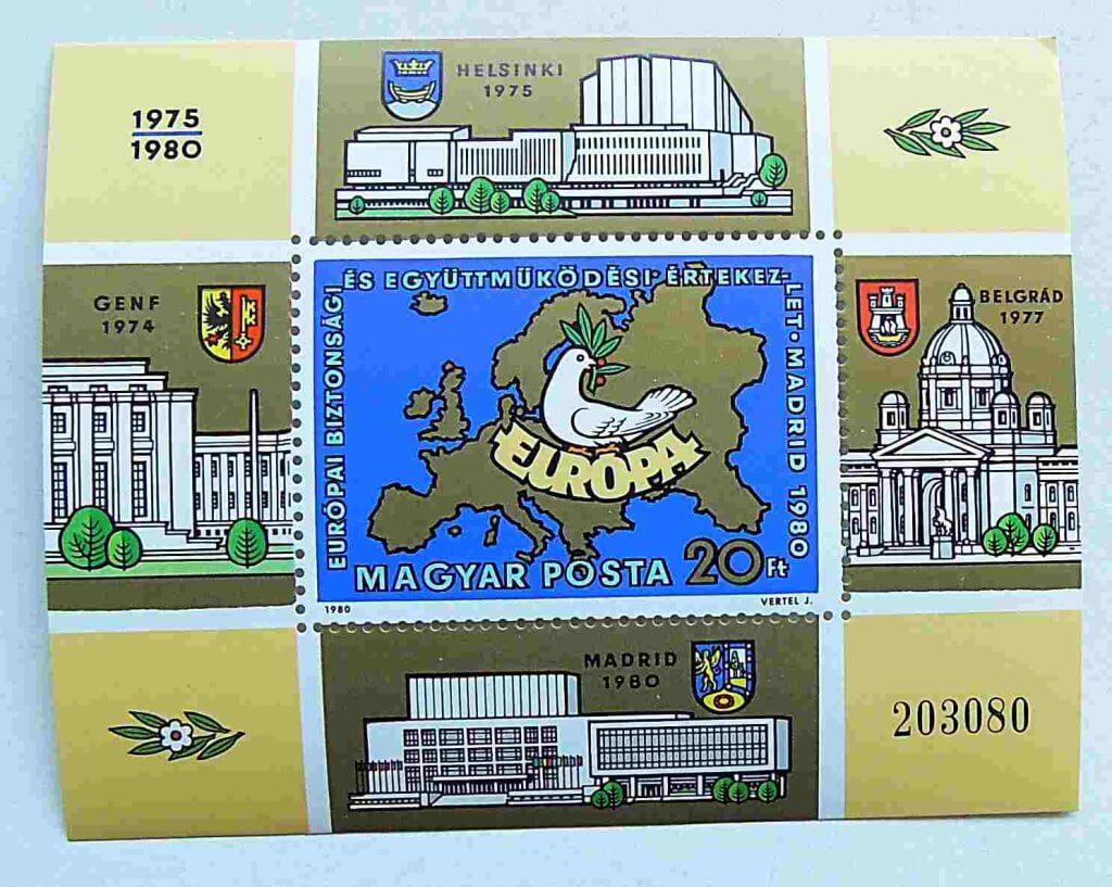 Európai Együttműködési Értekezlet Madrid 1980 bélyeg blokk