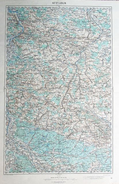 Lublin környéke Lengyelország régi térkép 1914