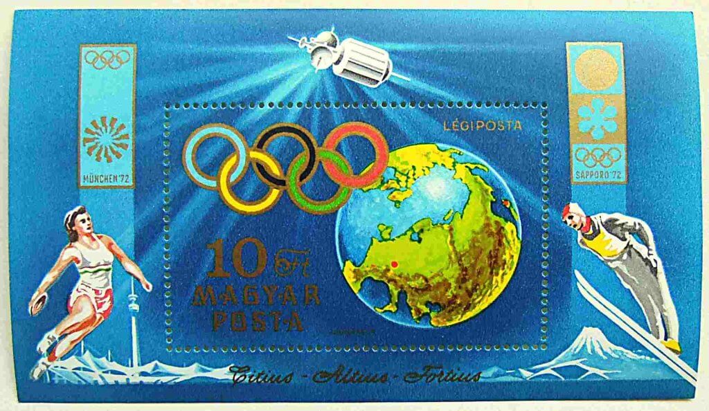München Saporro 1972 olimpia bélyeg blokk