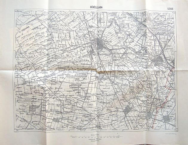 Békéscsaba Gyula régi térkép 1926