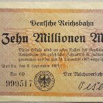 10 millió német Márka DRB német vasút kiadás 1923 Berlin