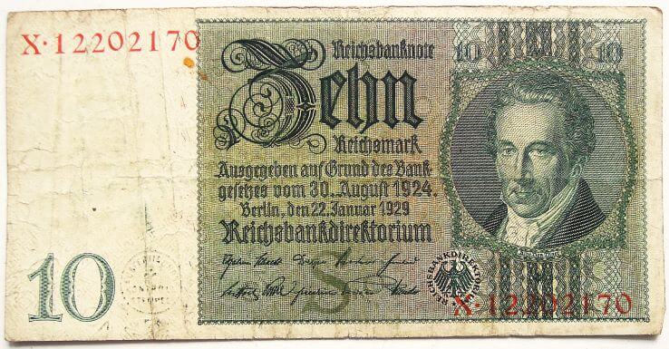 10 német márka 1929 Berlin bankjegy papírpénz