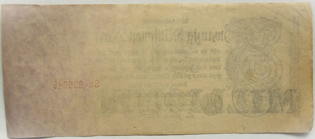 20 húsz millió német márka Berlin 1923 bankjegy papírpénz 