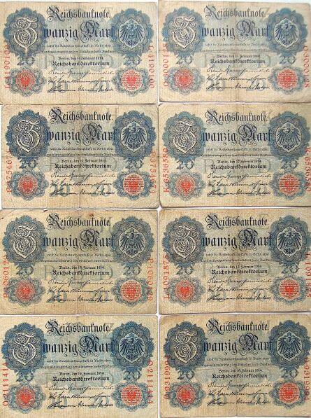 20 húsz német márka 1914 Berlin bankjegy papírpénz