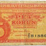 5 öt Pet Korona Csehszlovákia 1945 bankjegy papírpénz