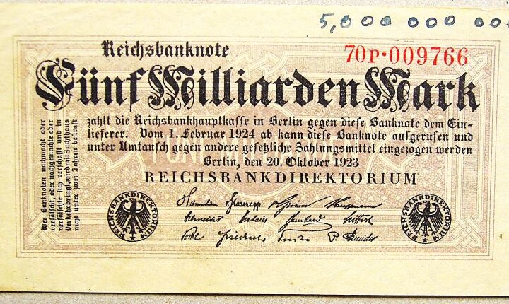 5 öt milliárd német márka 1923 Berlin bankjegy papírpénz