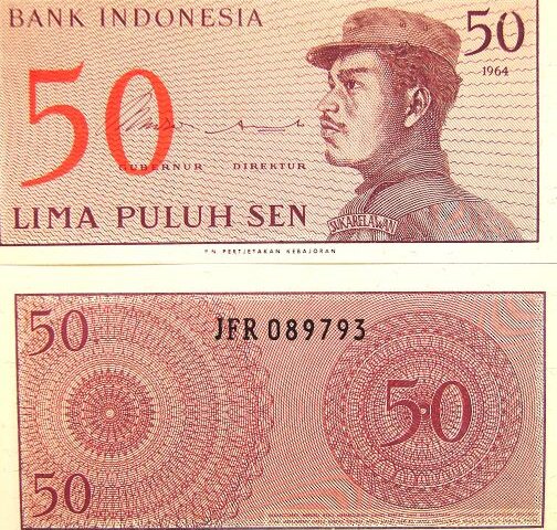 50 Lima Sen 1964 unc Indonézia