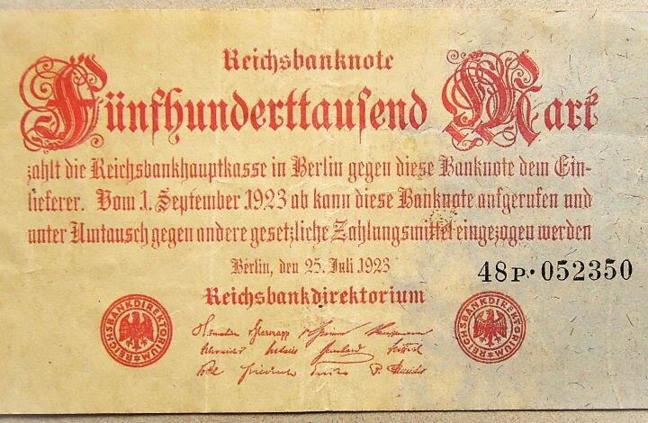 500.000 ötszázezer német márka 1923 bankjegy papírpénz