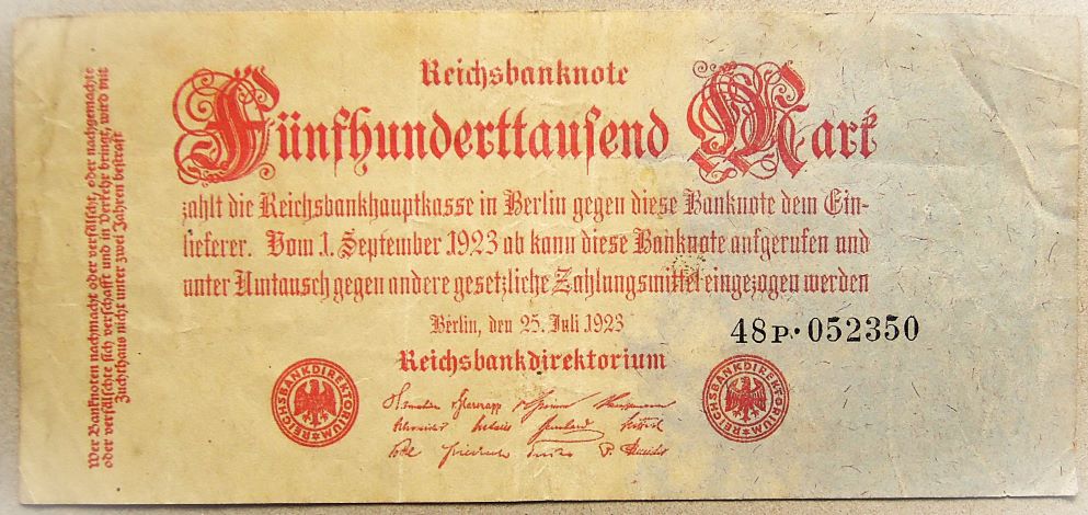 500.000 ötszázezer német márka 1923 bankjegy papírpénz