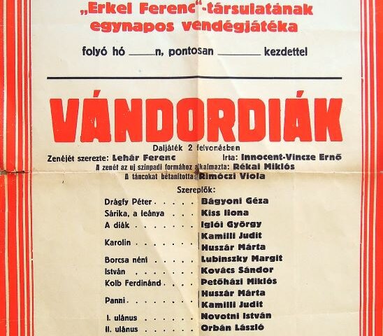 Állami Falu Színház Vándordiák Daljáték plakát poszter